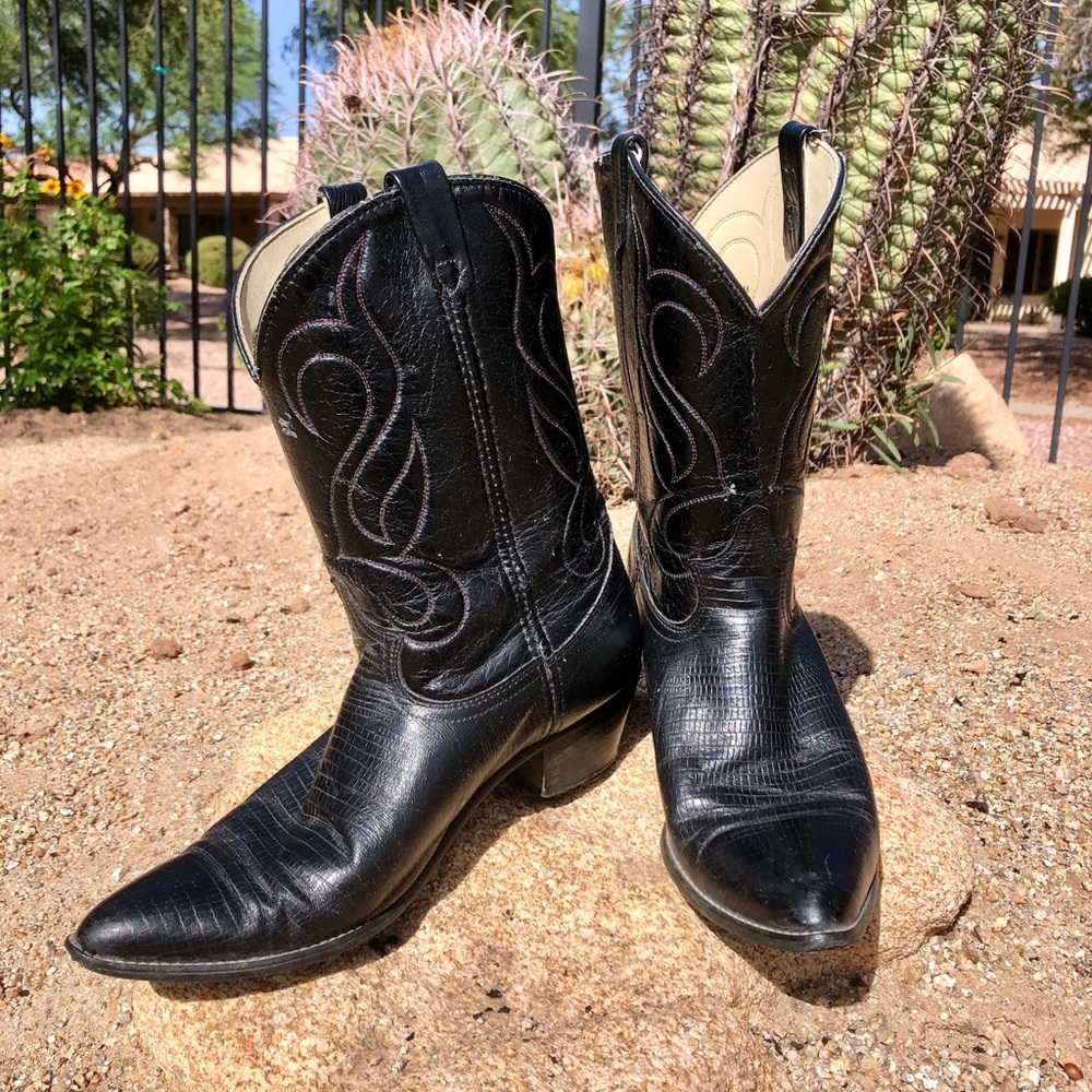 Vintage Black Dingo Cowboy Boots